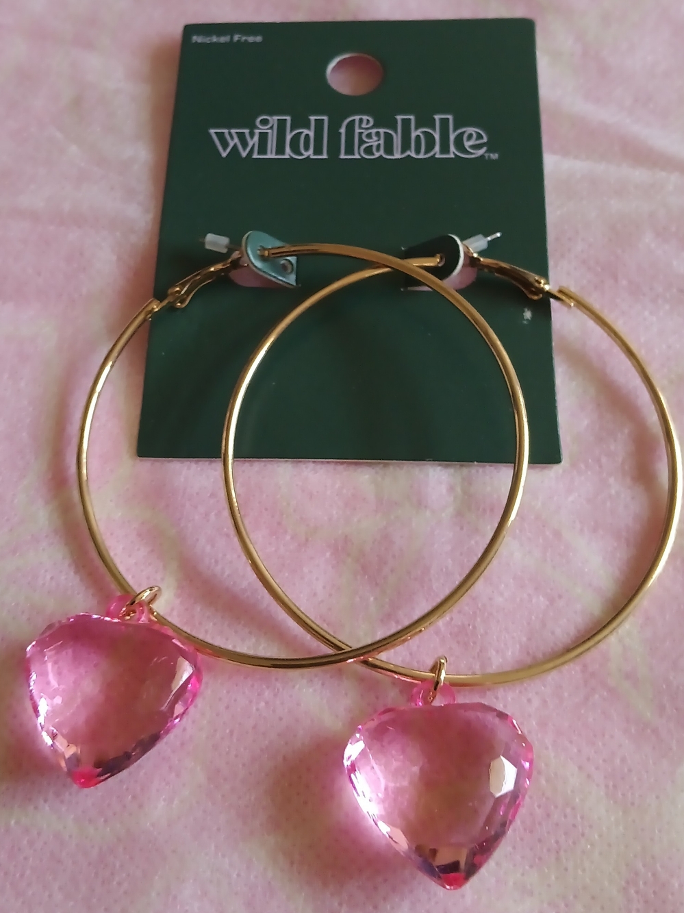 WILD FABLE PINK HEART HOOPS